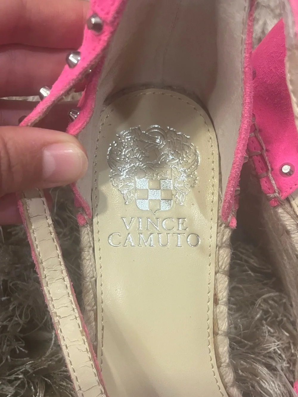 Vince Camuto Bright Pink Studded Espadrille Sandals